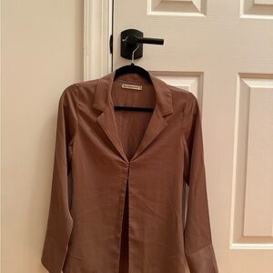 Abercrombie & Fitch Brown Colored Long Sleeve Closure Blouse